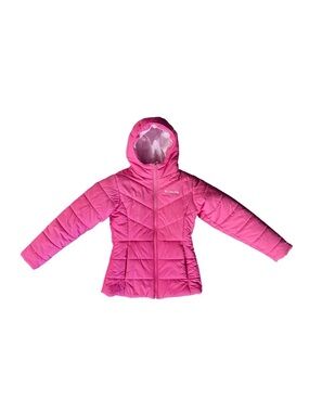 Columbia Pink Katelyn Crest Warm Puffer Jacket Hood Girls Youth Sz Medium 10/12